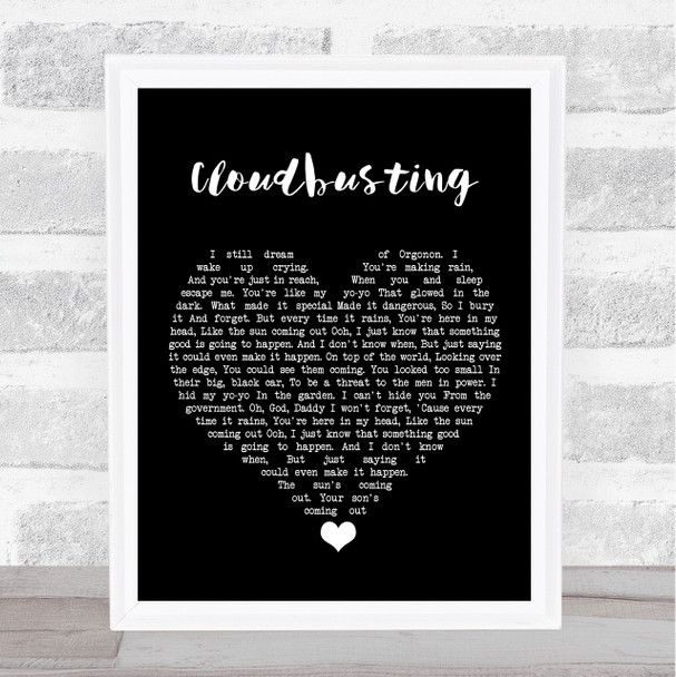 Kate Bush Cloudbusting Black Heart Song Lyric Wall Art Print