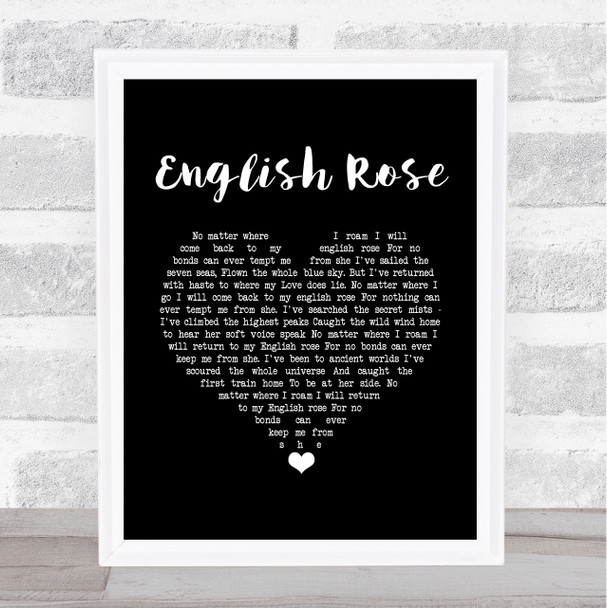 Paul Weller English Rose Black Heart Song Lyric Wall Art Print