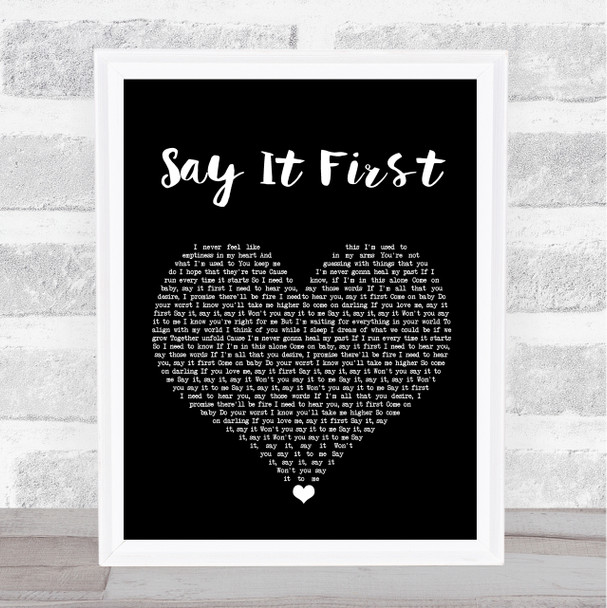 Sam Smith Say It First Black Heart Song Lyric Wall Art Print