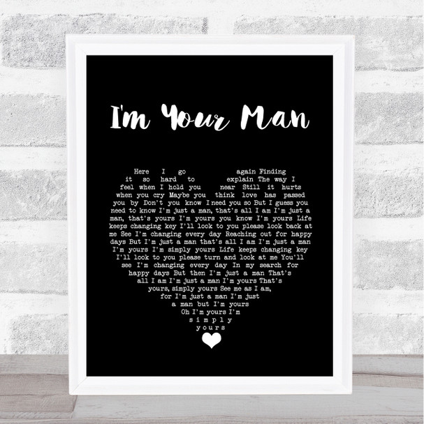 The Moody Blues I'm Your Man Black Heart Song Lyric Wall Art Print