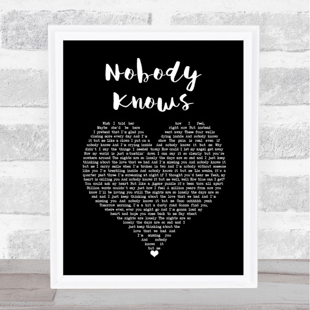 Tony Rich Nobody Knows Black Heart Song Lyric Wall Art Print