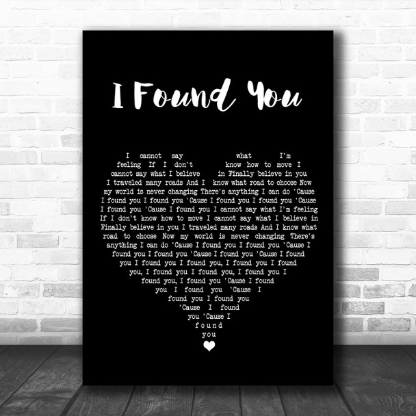 benny blanco & Calvin Harris I Found You Black Heart Song Lyric Wall Art Print