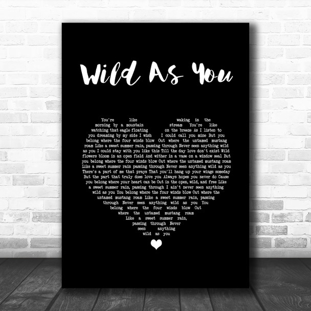 Cody Johnson Wild As You Black Heart Song Lyric Wall Art Print