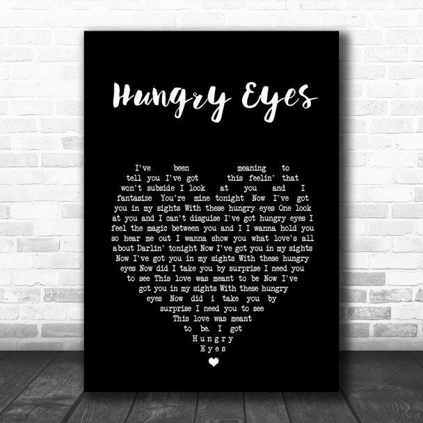 Eric Carmen Hungry Eyes Black Heart Song Lyric Wall Art Print