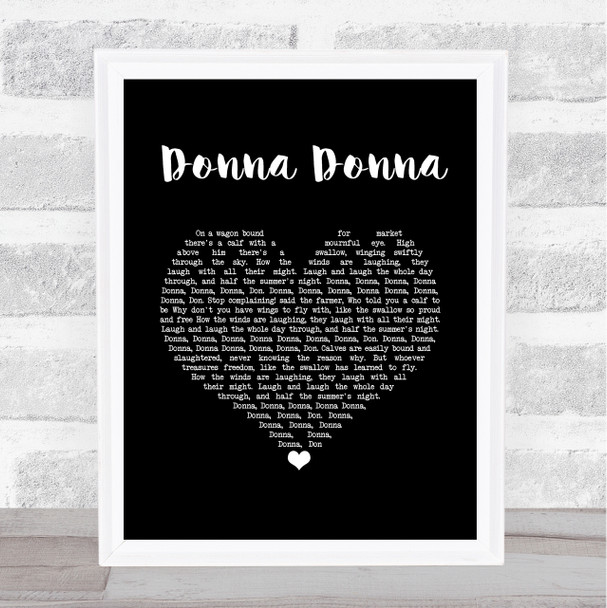 Joan Baez Donna Donna Black Heart Song Lyric Wall Art Print