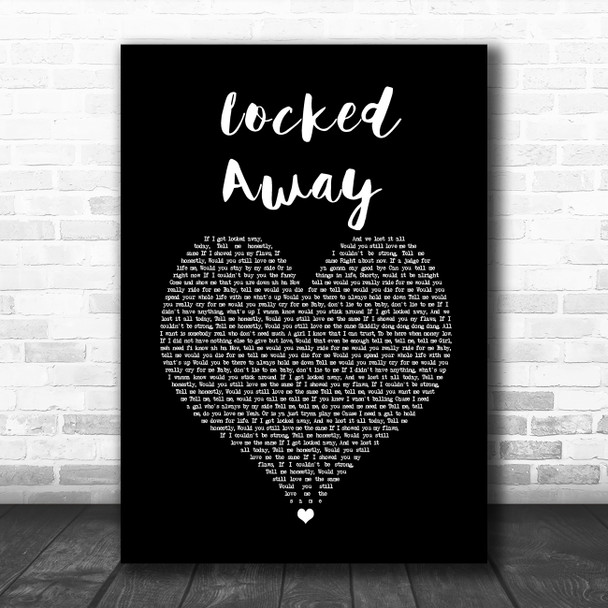 R. City feat. Adam Levine Locked Away Black Heart Song Lyric Wall Art Print