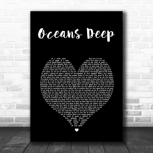 Shara McKee Oceans Deep Black Heart Song Lyric Wall Art Print