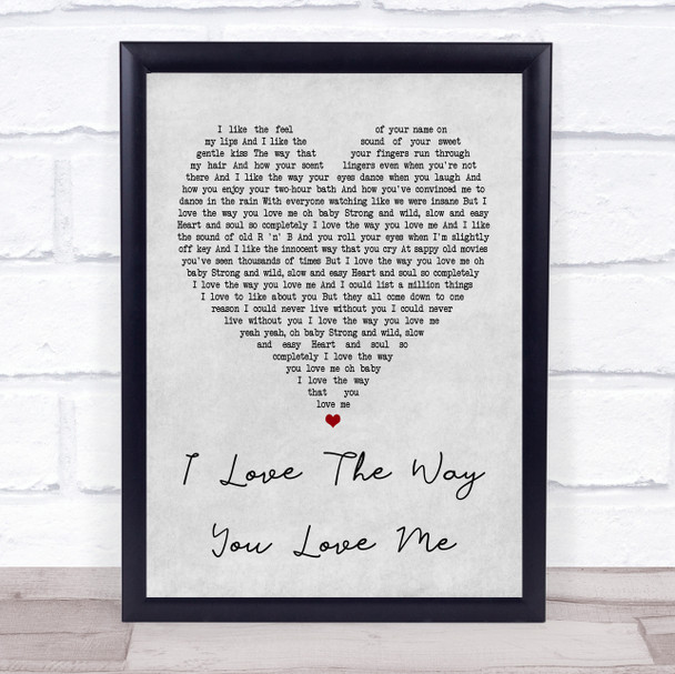 Boyzone I Love The Way You Love Me Grey Heart Song Lyric Music Wall Art Print
