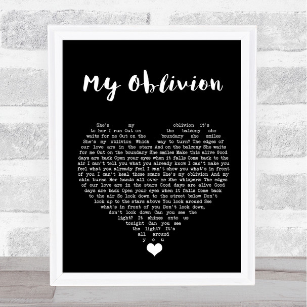 Tindersticks My Oblivion Black Heart Song Lyric Wall Art Print