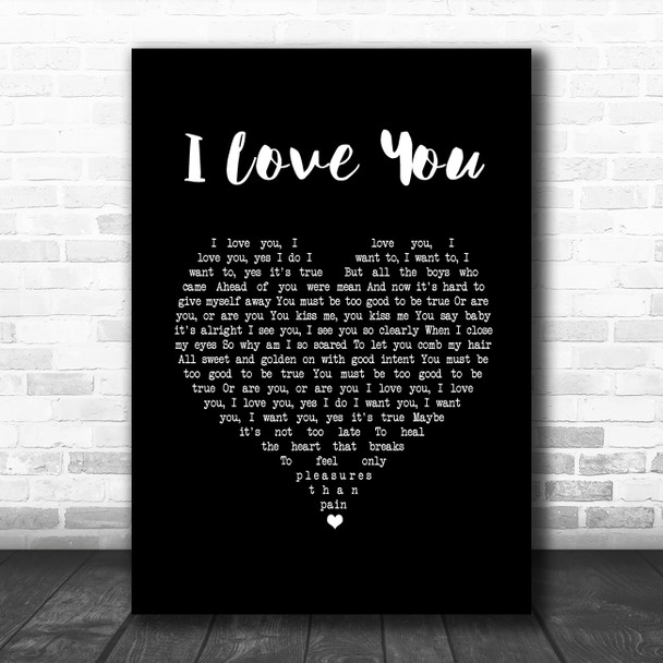 Earl I Love You Black Heart Song Lyric Wall Art Print