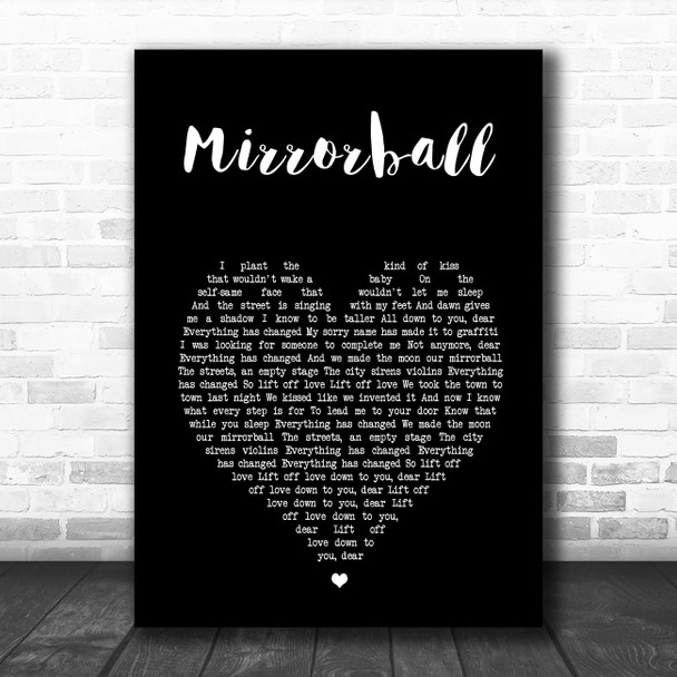 Elbow Mirrorball Black Heart Song Lyric Wall Art Print