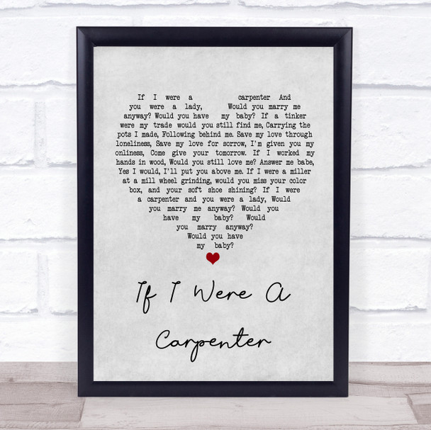 Johnny Cash If I Were A Carpenter Grey Heart Song Lyric Music Wall Art Print