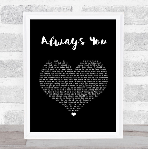 Louis Tomlinson Always You Black Heart Song Lyric Wall Art Print