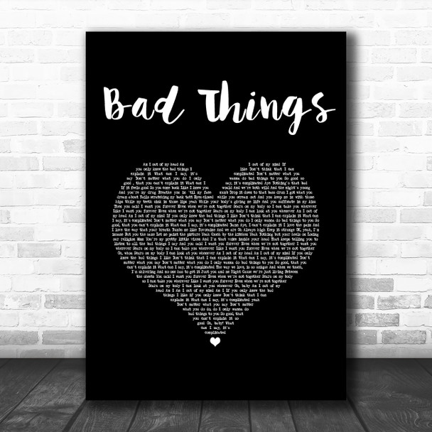 Machine Gun Kelly & Camila Cabello Bad Things Black Heart Song Lyric Wall Art Print