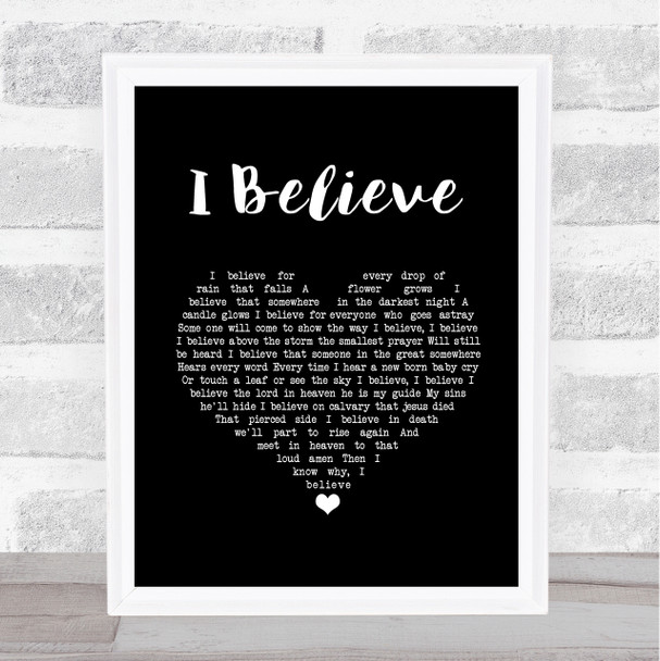 Frankie Laine I Believe Black Heart Song Lyric Wall Art Print