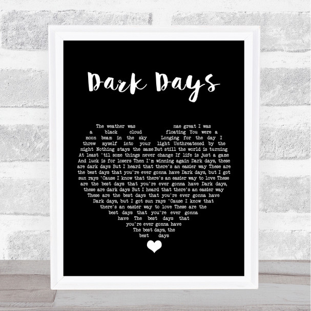 Gerry Cinnamon Dark Days Black Heart Song Lyric Wall Art Print