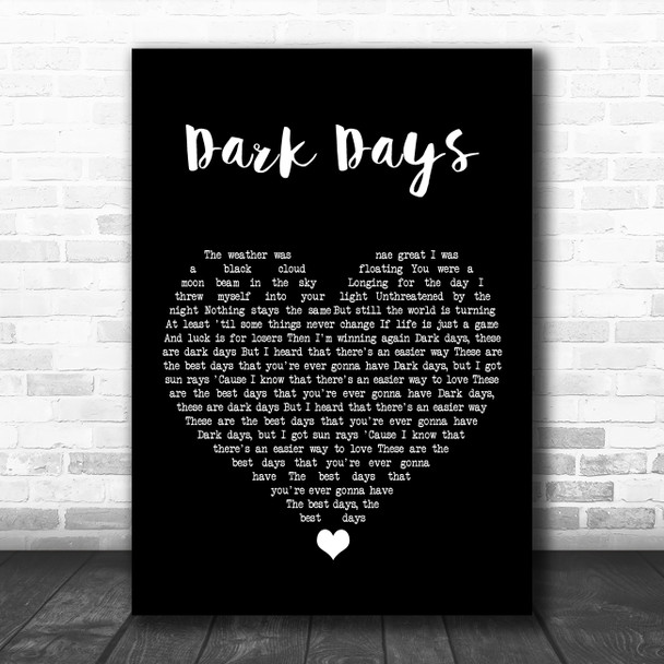 Gerry Cinnamon Dark Days Black Heart Song Lyric Wall Art Print