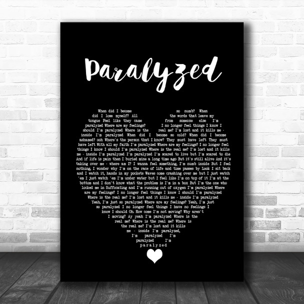 NF Paralyzed Black Heart Song Lyric Wall Art Print