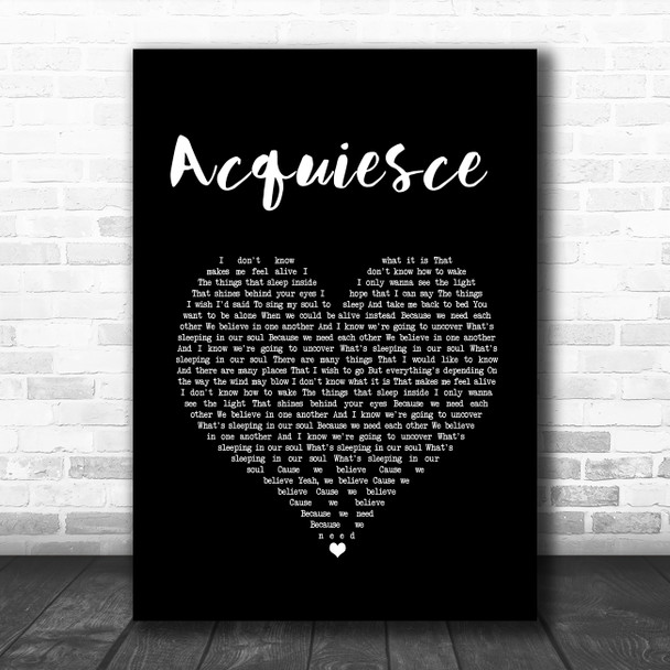 Oasis Acquiesce Black Heart Song Lyric Wall Art Print