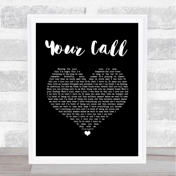 Secondhand Serenade Your Call Black Heart Song Lyric Wall Art Print