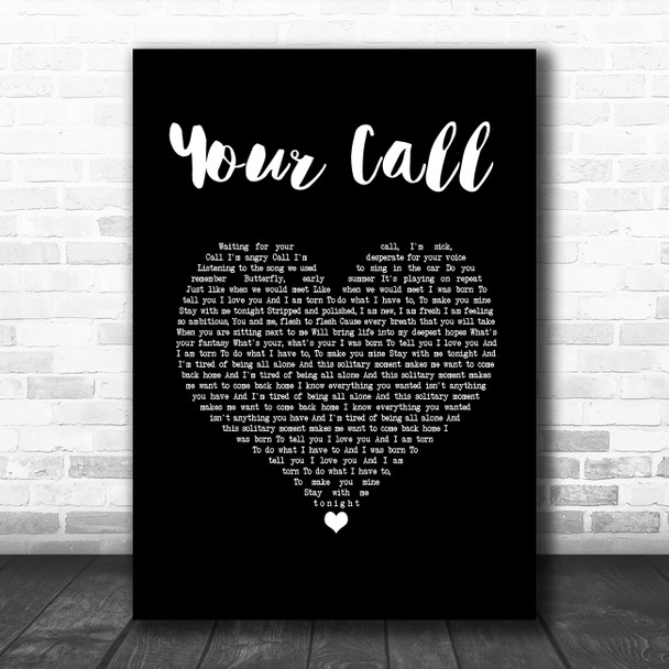 Secondhand Serenade Your Call Black Heart Song Lyric Wall Art Print