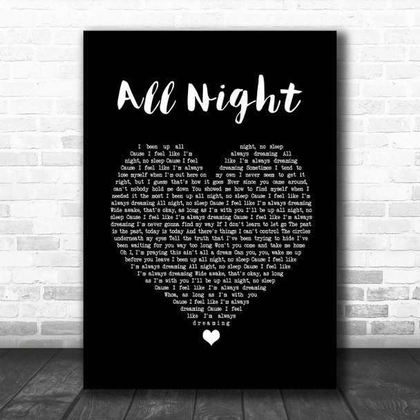 The Vamps All Night Black Heart Song Lyric Wall Art Print