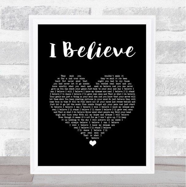 Yolanda Adams I Believe Black Heart Song Lyric Wall Art Print