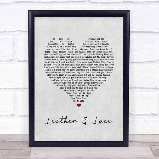 Stevie Nicks Leather And Lace Grey Heart Song Lyric Music Wall Art Print