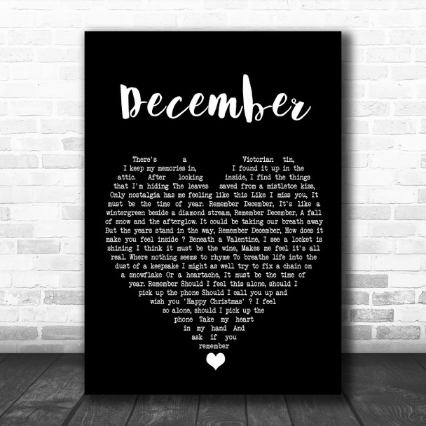 All About Eve December Black Heart Song Lyric Wall Art Print