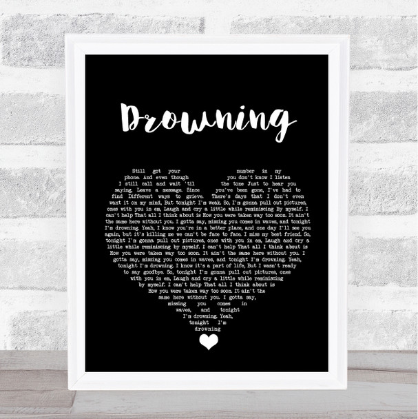 Chris Young Drowning Black Heart Song Lyric Wall Art Print
