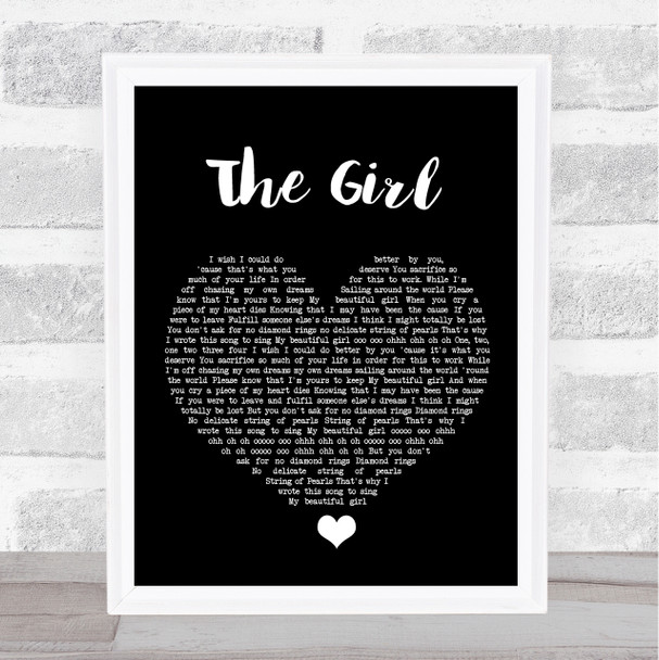 City And Colour The Girl Black Heart Song Lyric Wall Art Print