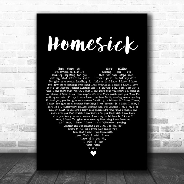 Dua Lipa Homesick Black Heart Song Lyric Wall Art Print
