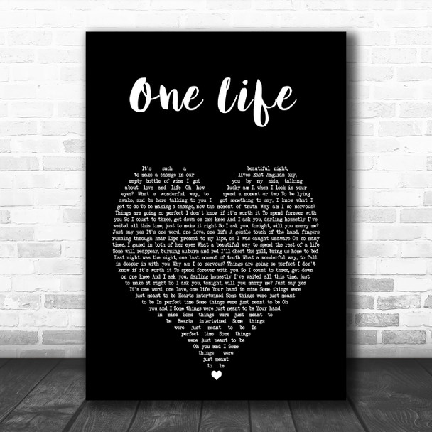 Ed Sheeran One Life Black Heart Song Lyric Wall Art Print