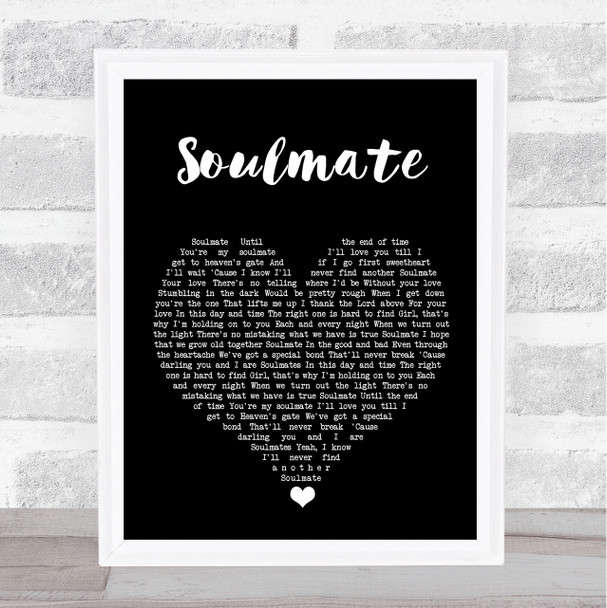 Josh Turner Soulmate Black Heart Song Lyric Wall Art Print