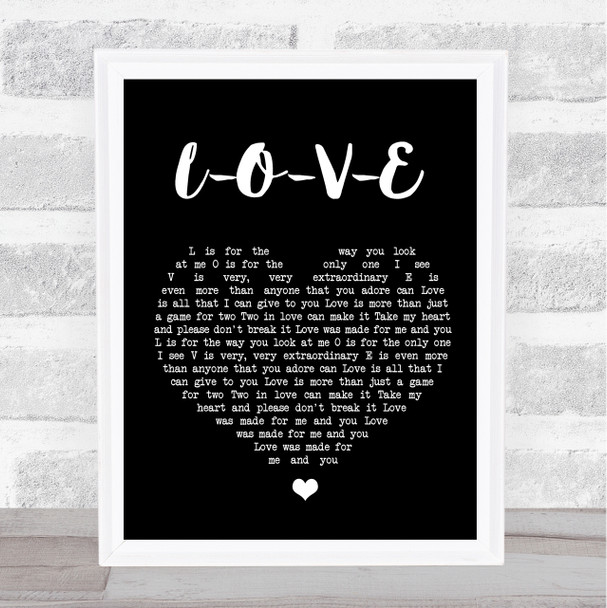 Frank Sinatra L-O-V-E Black Heart Song Lyric Wall Art Print Frank Sinatra L-O-V-E Black Heart Song Lyric Wall Art Print