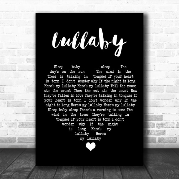 Leonard Cohen Lullaby Black Heart Song Lyric Wall Art Print