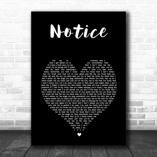 Thomas Rhett Notice Black Heart Song Lyric Wall Art Print