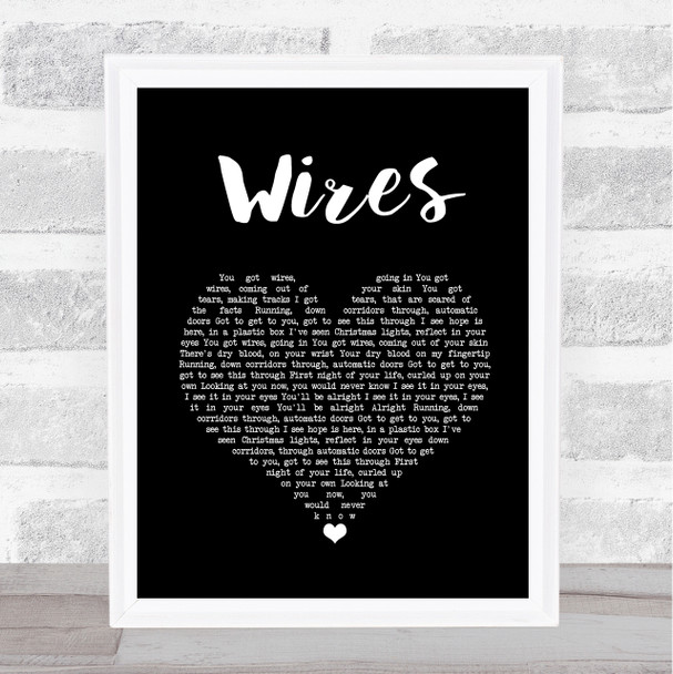 Athlete Wires Black Heart Song Lyric Wall Art Print