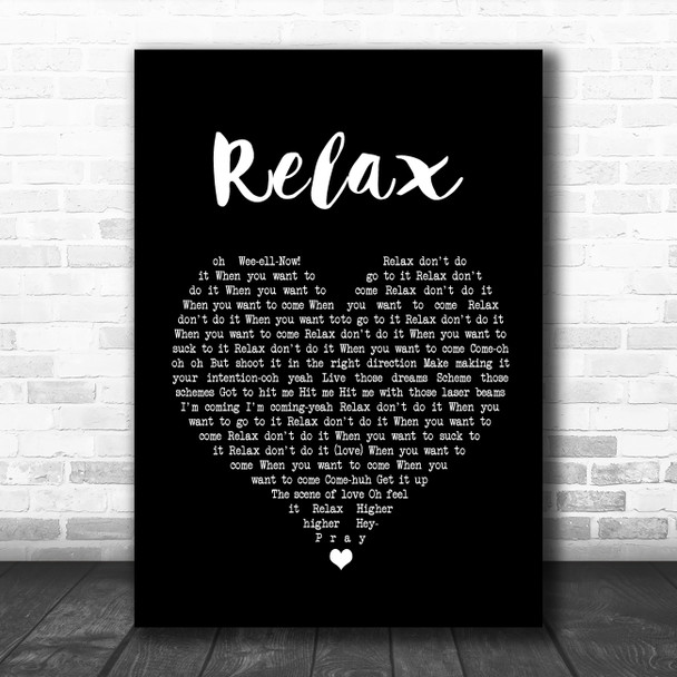 Frankie Goes To Hollywood Relax Black Heart Song Lyric Wall Art Print