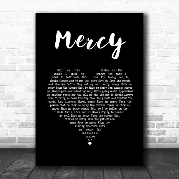 Muse Mercy Black Heart Song Lyric Wall Art Print