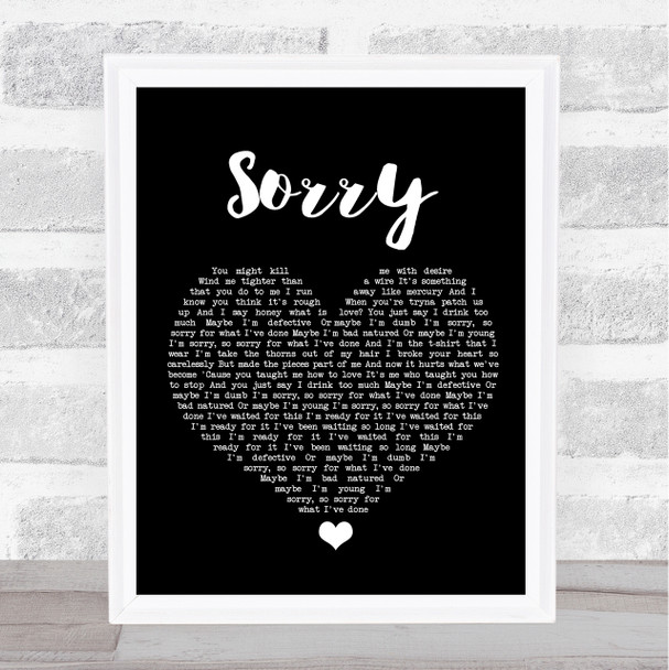 Nothing But Thieves Sorry Black Heart Song Lyric Wall Art Print