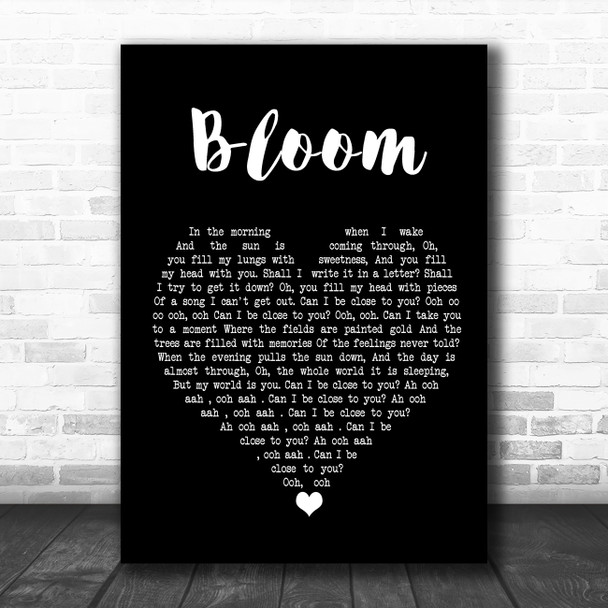 The Paper Kites Bloom Black Heart Song Lyric Wall Art Print