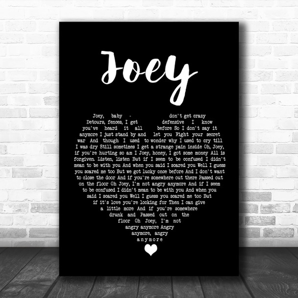 Concrete Blonde Joey Black Heart Song Lyric Wall Art Print