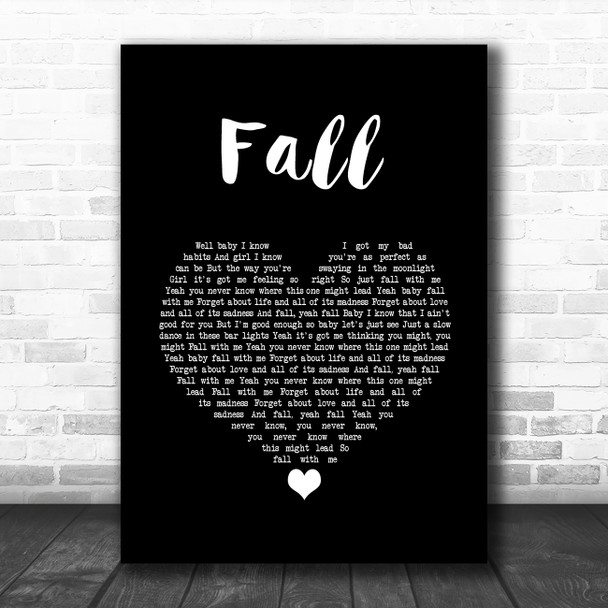 Kolby Cooper Fall Black Heart Song Lyric Wall Art Print