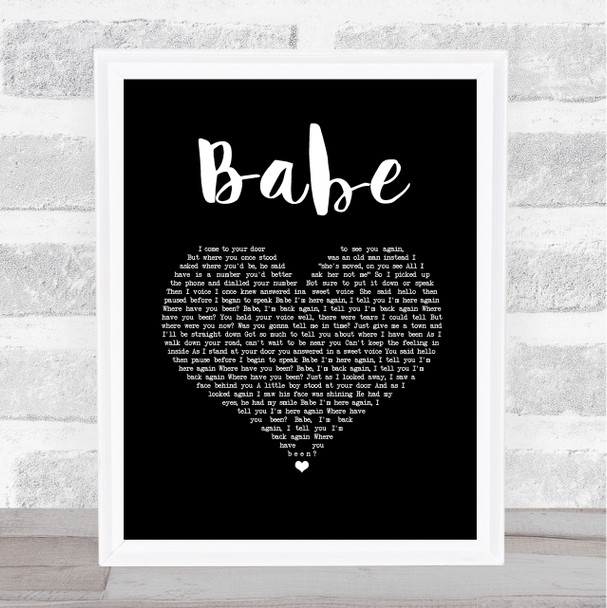 Take That Babe Black Heart Song Lyric Wall Art Print