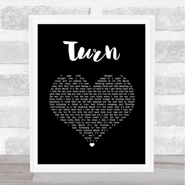 The Wombats Turn Black Heart Song Lyric Wall Art Print