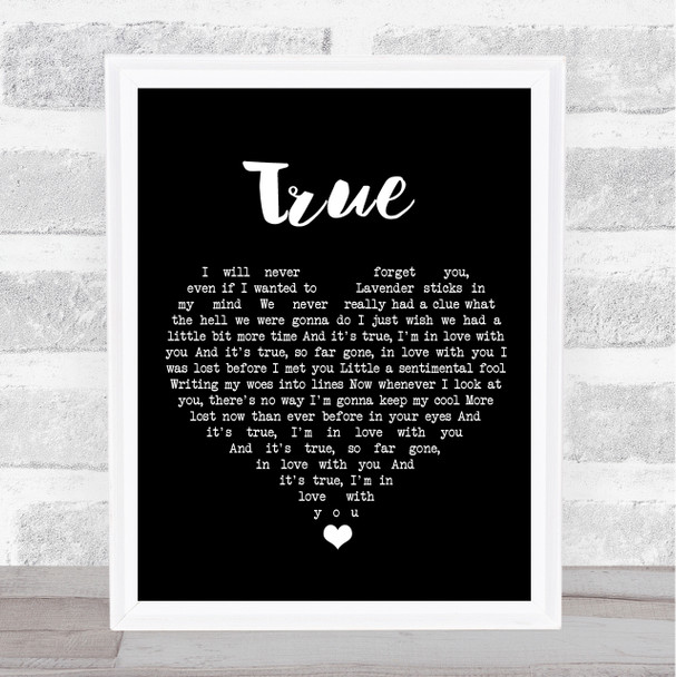 Tilian True Black Heart Song Lyric Wall Art Print