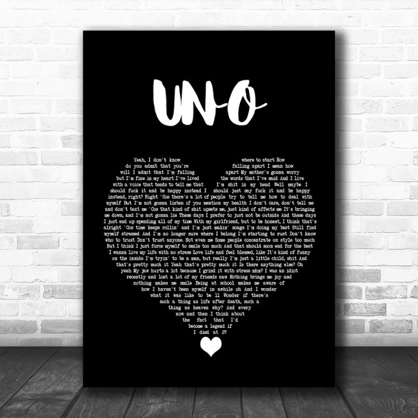 Rex Orange County UNO Black Heart Song Lyric Wall Art Print