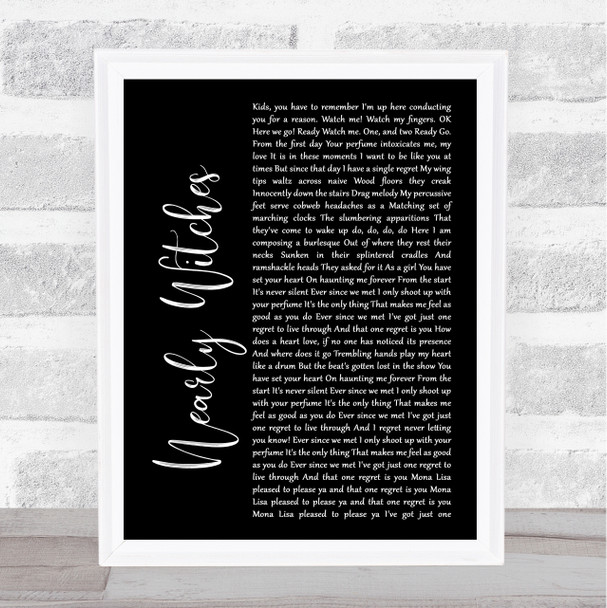 Panic! At The Disco Nearly Witches (Ever Since We Met) Black Script Song Lyric Wall Art Print