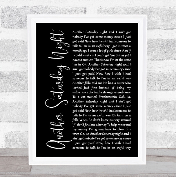 Cat Stevens Another Saturday Night Black Script Song Lyric Wall Art Print